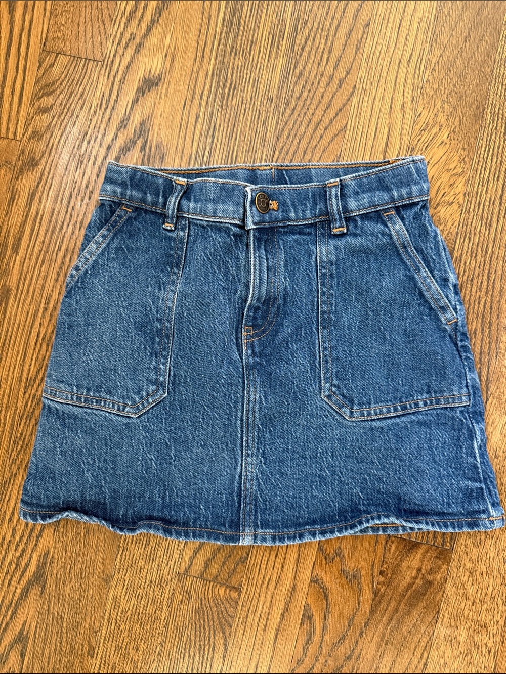 Crewcuts Girls Dark Blue Denim Mini Skirt with Front Pockets